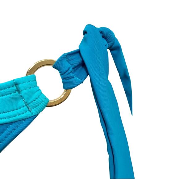 Leilani Bright Blue with Turquoise Trim Bikini Bathing Suit Gold Tone Trim - Picture 5 of 16